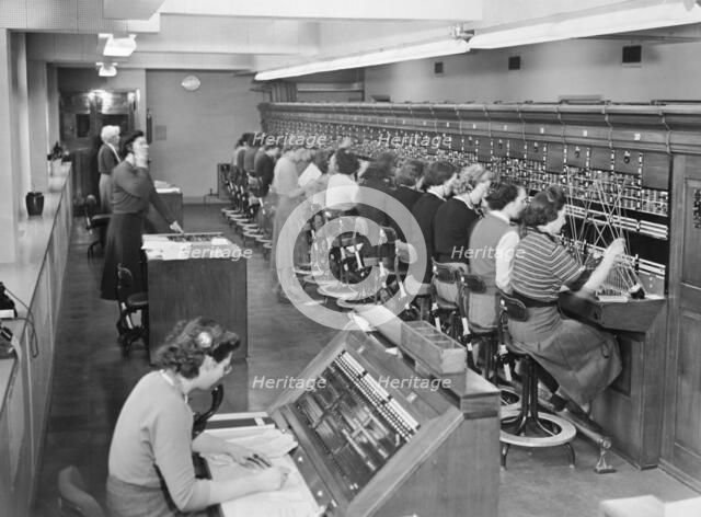 Telephone Exchange at Cadley Hall, 1951. Artist: Unknown
