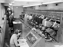 Telephone exchange at Cadley Hall, London, March 1951. Creator: Unknown