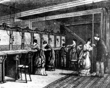 Telephone exchange, late 19th century. Creator: Unknown