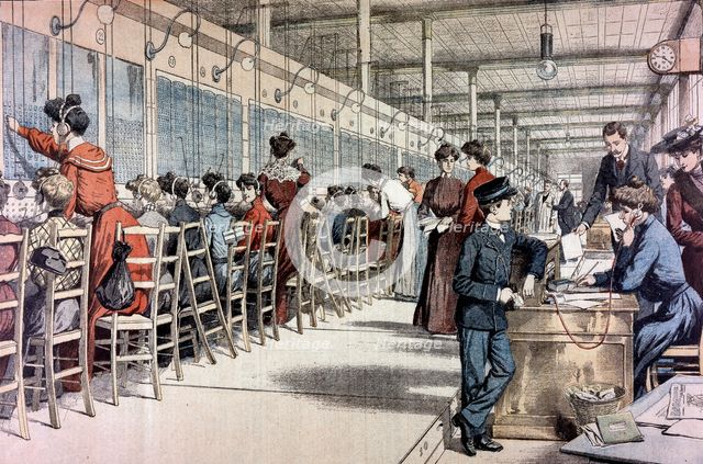 Telephone Exchange, Paris, 1904. Creator: Unknown.