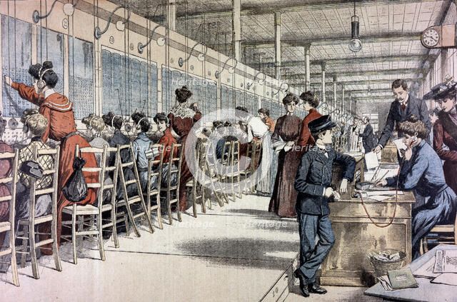 Telephone Exchange, Paris, 1904. Artist: Unknown