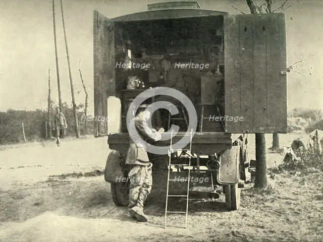 'Telephone Lorry Exchange Attached to R.A.F. Kite Balloon Section', (1919). Creator: Unknown.