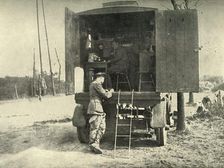 Telephone Lorry Exchange Attached to R.A.F. Kite Balloon Section (1919). Creator: Unknown