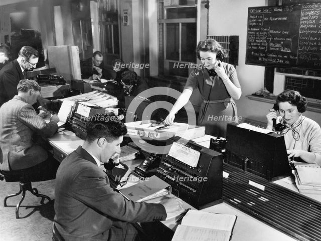 Telephone switchboard, 1956. Artist: Unknown