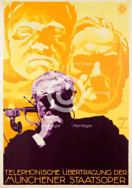 Telephonic Transmission of the Munich State Opera, 1924. Creator: Hohlwein, Ludwig (1874-1949).