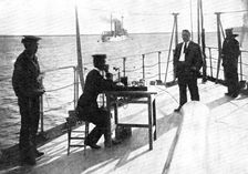 Telephoning By Means Of The Collins Wireless System Between Japanese War-Ships, 1909. Creator: George Grantham Bain