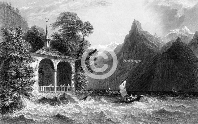 Tell's Chapel, Lake Uri, Switzerland, 1836.Artist: R Wallis