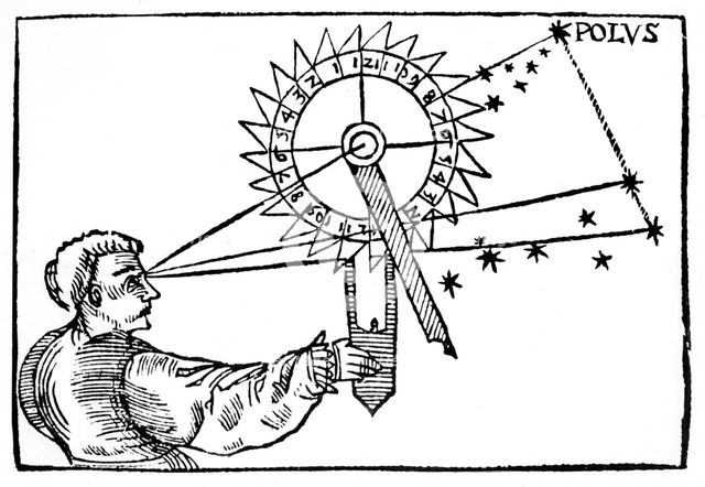 Telling time at night using a nocturnal, 1539. Creator: Unknown.