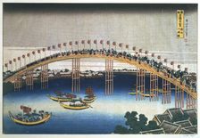 Temma bridge, Osaka Japan, 1830. Artist: Hokusai