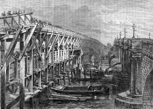 Temporary bridge over the Thames at Blackfriars, 1864. Creator: Unknown