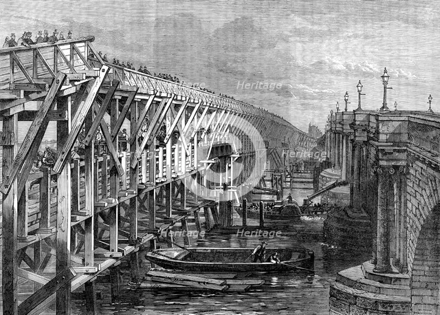 Temporary bridge over the Thames at Blackfriars, 1864. Creator: Unknown.