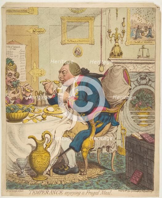 Temperance Enjoying a Frugal Meal, July 28, 1792. Creator: James Gillray.
