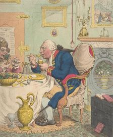 Temperance Enjoying a Frugal Meal, July 28, 1792., July 28, 1792. Creator: James Gillray