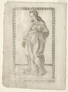 Temperance (from the Tarocchi, series B: Cosmic Principles & Virtues, #34), before 1467. Creator: Master of the E-Series Tarocchi (Italian, 15th century)