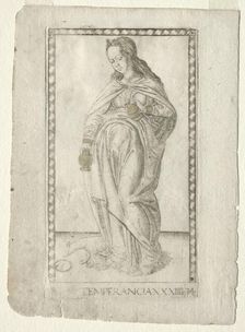Temperance (from the Tarocchi, series B: Cosmic Principles & Virtues, #34), before 1467. Creator: Master of the E-Series Tarocchi (Italian, 15th century)