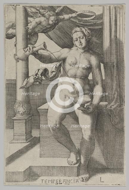 Temperance, from the series The Virtues, 1530. Creator: Lucas van Leyden.