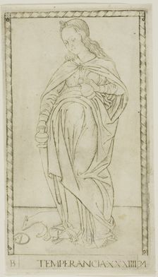 Temperance, plate 34 from Genii and Virtues, c.1465. Creator: Unknown