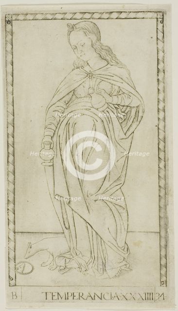 Temperance, plate 34 from Genii and Virtues, c.1465. Creator: Unknown.