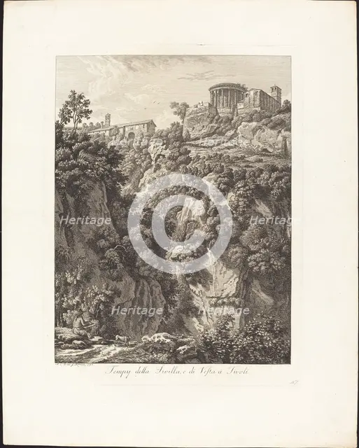 Tempj della Sibilla e Vesta a Tivoli, 1798. Creator: Albert Christoph Dies.