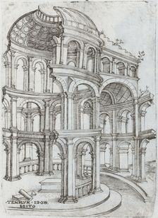 Templum Isaiae Prophetae, from a Series of Prints depicting (reconstructed)..., Plate ca. 1530-1550. Creator: Master GA