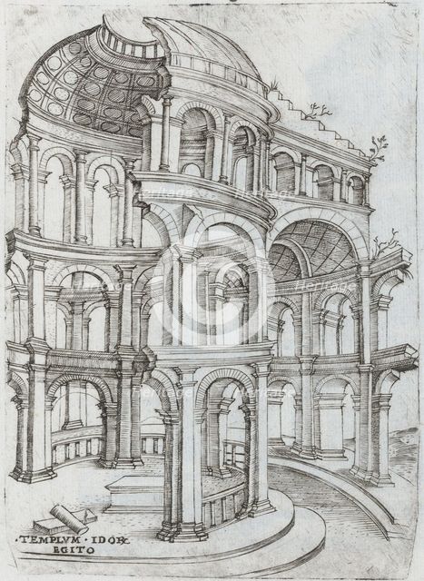 Templum Isaiae Prophetae, from a Series of Prints depicting (reconstructed)..., Plate ca. 1530-1550. Creator: Master GA.