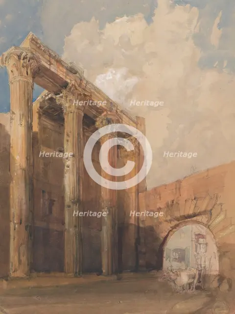 Temple of Mars Ultor, Rome, 1840-45. Creator: James Holland.