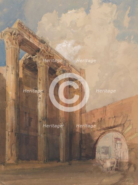 Temple of Mars Ultor, Rome, 1840-45. Creator: James Holland.