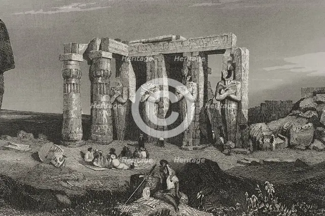 Temple of Memnon, Thebes, Egypt. 1840. Creator: Émile Rouargue.