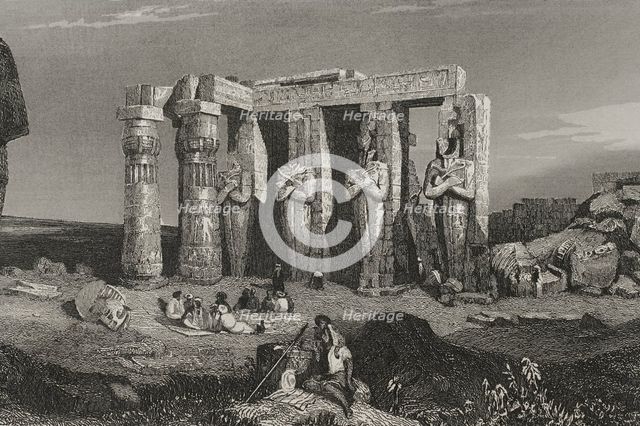 Temple of Memnon, Thebes, Egypt. 1840. Creator: Émile Rouargue.