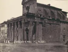 Temple of Antonius and Faustina, San Lorenzo in Miranda, Rome, 1850s. Creator: Calvert Jones