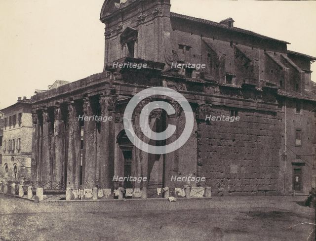 Temple of Antonius and Faustina, San Lorenzo in Miranda, Rome, 1850s. Creator: Calvert Jones.