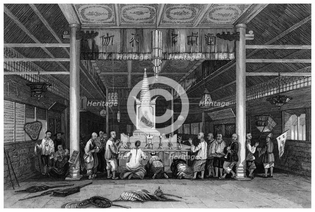 Temple of Buddha, Canton, China, 1843. Artist: WH Capone