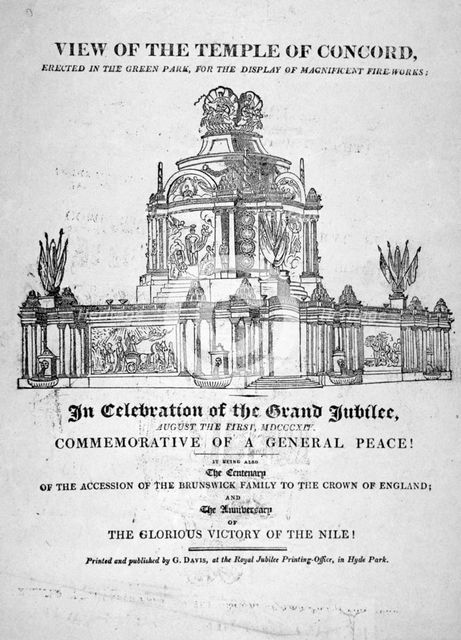 Temple of Concord, Green Park, Westminster, London, 1814. Artist: Anon