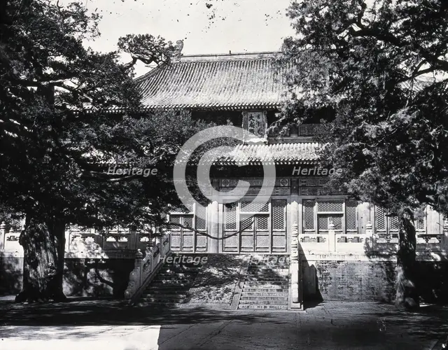 Temple of Confucius (Kong Miao), Peking: Hall of Great Accomplishment (Dachengdian).., 1871, (1981). Creator: Unknown.