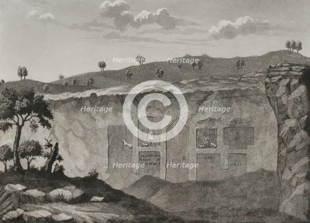Temple of Diana that Morales recognized in the Almudejo hill, Guadalajara province, Spain, 1852.  Creator: Antonio Roca Sallent.