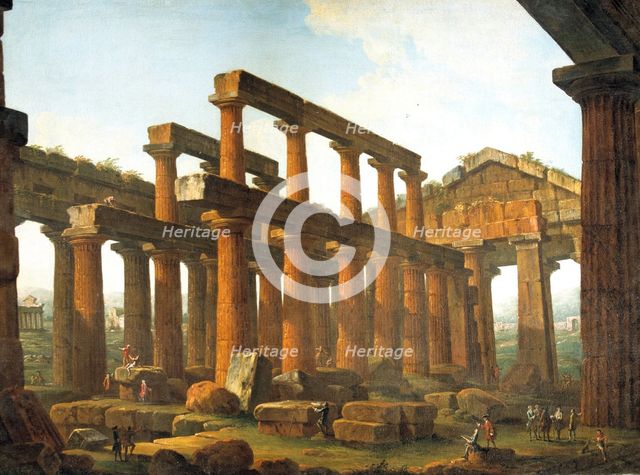 Temple of Hera in Paestum, oil on canvas.