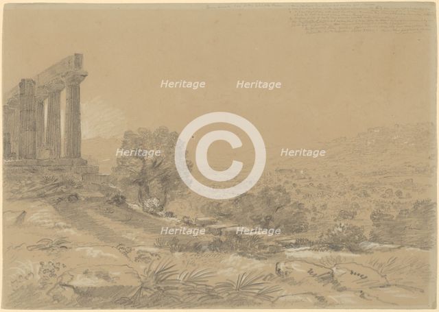 Temple of Juno, Agrigentum, 1842. Creator: Thomas Cole.