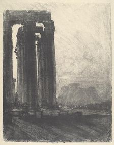 Temple of Jupiter, Evening, 1913. Creator: Joseph Pennell