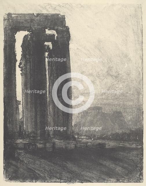 Temple of Jupiter, Evening, 1913. Creator: Joseph Pennell.