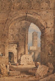 Temple of Peace, Roman Forum, 1825-1850. Creator: Samuel Prout