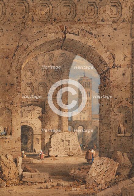 Temple of Peace, Roman Forum, 1825-1850. Creator: Samuel Prout.