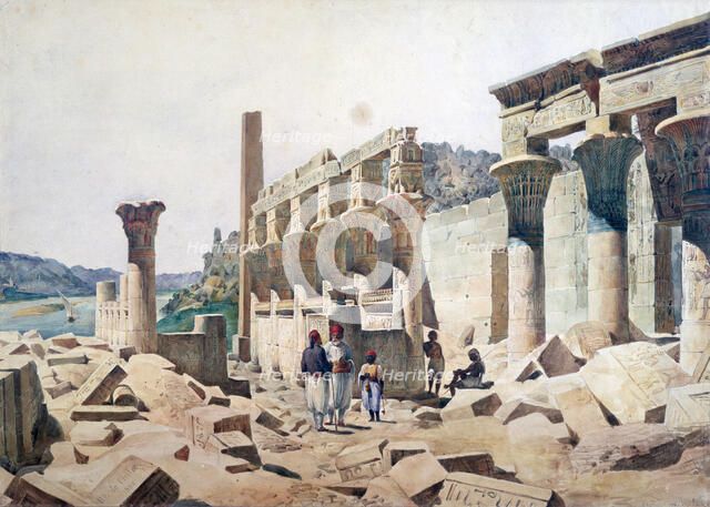 'Temple of Venus Athor, Philae', 19th century. Artist: FH Naudin