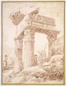Temple of Vespasian, 1762. Creator: Hubert Robert