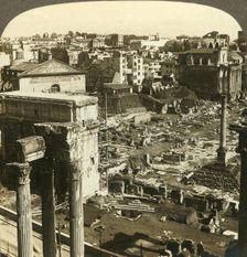 Temple of Vespasian and Arch of Severus, east from Capitol, Rome, Italy c1909. Creator: Unknown
