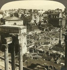 Temple of Vespasian and Arch of Severus, east from Capitol, Rome, Italy c1909. Creator: Unknown