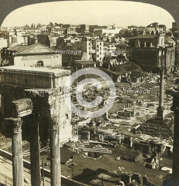 'Temple of Vespasian and Arch of Severus, east from Capitol, Rome, Italy', c1909. Creator: Unknown.