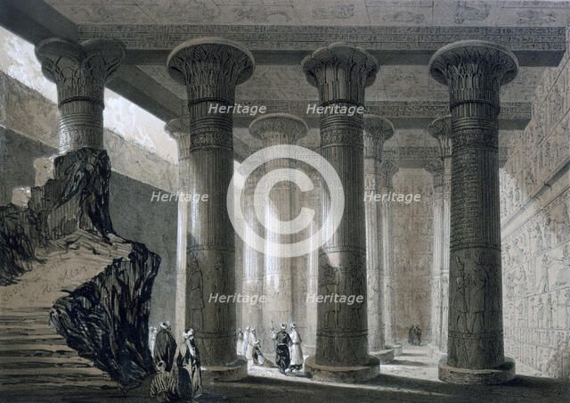 'Temple at Esneh, Egypt', 19th century. Artist: JH Allan