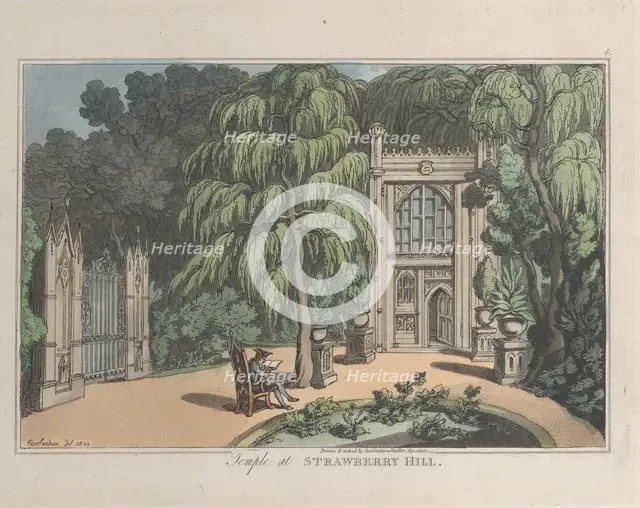 Temple at Strawberry Hill, from "Sketches from Nature", 1822., 1822. Creators: Thomas Rowlandson, Joseph Constantine Stadler.