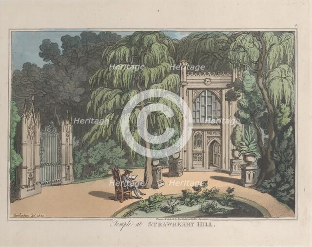 Temple at Strawberry Hill, from "Sketches from Nature", 1822., 1822. Creators: Thomas Rowlandson, Joseph Constantine Stadler.
