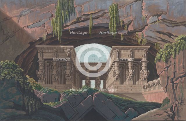 Temple among rocks, 1847-49. Creator: Karl Friedrich Thiele.